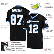 Load image into Gallery viewer, Custom Black White-Light Blue Mesh Authentic Throwback Football Jersey
