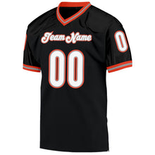 Load image into Gallery viewer, Custom Black White-Orange Mesh Authentic Throwback Football Jersey