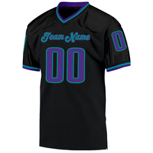 Load image into Gallery viewer, Custom Black Purple-Aqua Mesh Authentic Throwback Football Jersey