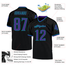 Load image into Gallery viewer, Custom Black Purple-Aqua Mesh Authentic Throwback Football Jersey