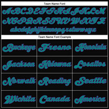 Load image into Gallery viewer, Custom Black Purple-Aqua Mesh Authentic Throwback Football Jersey