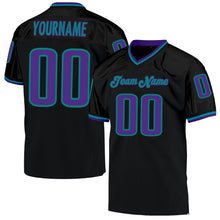 Load image into Gallery viewer, Custom Black Purple-Aqua Mesh Authentic Throwback Football Jersey