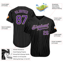 Load image into Gallery viewer, Custom Black White Pinstripe Purple-White Authentic Baseball Jersey