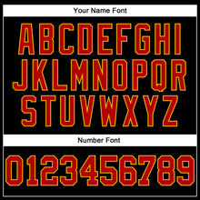 Load image into Gallery viewer, Custom Black Red Pinstripe Red-Gold Authentic Baseball Jersey