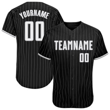 Load image into Gallery viewer, Custom Black Gray Pinstripe White-Gray Authentic Baseball Jersey