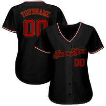 Load image into Gallery viewer, Custom Black Red-Old Gold Authentic Baseball Jersey
