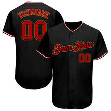 Load image into Gallery viewer, Custom Black Red-Old Gold Authentic Baseball Jersey