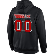 Load image into Gallery viewer, Custom Stitched Black Red-White Sports Pullover Sweatshirt Hoodie