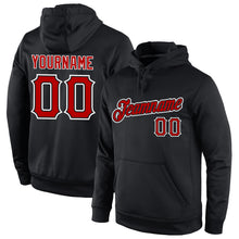 Load image into Gallery viewer, Custom Stitched Black Red-White Sports Pullover Sweatshirt Hoodie