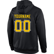 Load image into Gallery viewer, Custom Stitched Black Gold-White Sports Pullover Sweatshirt Hoodie