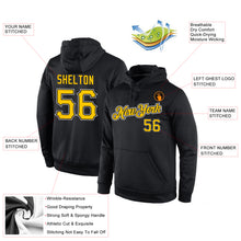 Load image into Gallery viewer, Custom Stitched Black Gold-White Sports Pullover Sweatshirt Hoodie