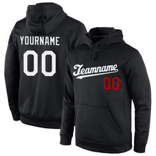 Load image into Gallery viewer, Custom Stitched Black White-Red Sports Pullover Sweatshirt Hoodie