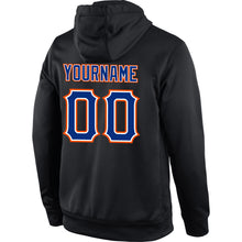 Load image into Gallery viewer, Custom Stitched Black Royal-Orange Sports Pullover Sweatshirt Hoodie