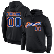 Load image into Gallery viewer, Custom Stitched Black Royal-Orange Sports Pullover Sweatshirt Hoodie