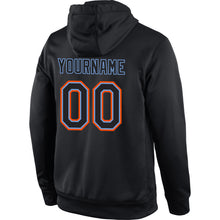 Load image into Gallery viewer, Custom Stitched Black Black-Orange Sports Pullover Sweatshirt Hoodie