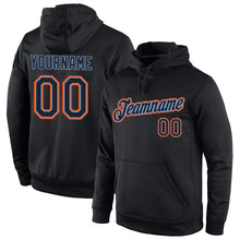 Load image into Gallery viewer, Custom Stitched Black Black-Orange Sports Pullover Sweatshirt Hoodie