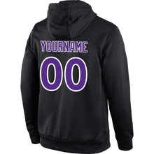 Load image into Gallery viewer, Custom Stitched Black Purple-White Sports Pullover Sweatshirt Hoodie