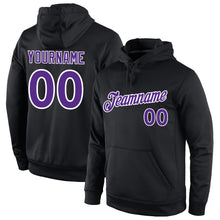 Load image into Gallery viewer, Custom Stitched Black Purple-White Sports Pullover Sweatshirt Hoodie