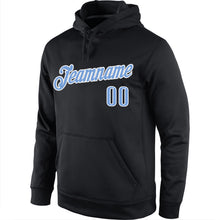 Load image into Gallery viewer, Custom Stitched Black Light Blue-White Sports Pullover Sweatshirt Hoodie