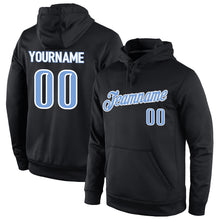 Load image into Gallery viewer, Custom Stitched Black Light Blue-White Sports Pullover Sweatshirt Hoodie