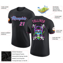 Load image into Gallery viewer, Custom Black Light Blue-Pink Skull Fashion Performance T-Shirt