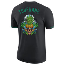 Load image into Gallery viewer, Custom Black Kelly Green-Gold Skull Pineapple Head Performance T-Shirt
