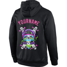 Load image into Gallery viewer, Custom Stitched Black Pink-Light Blue 3D Skull Fashion Sports Pullover Sweatshirt Hoodie