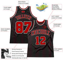 Load image into Gallery viewer, Custom Black Red Pinstripe Red-White Authentic Basketball Jersey
