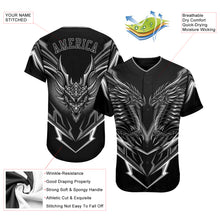 Load image into Gallery viewer, Custom Black Black-Gray 3D Monster Authentic Baseball Jersey