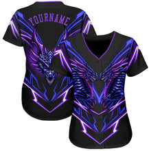 Load image into Gallery viewer, Custom Black Purple 3D Monster Authentic Baseball Jersey