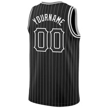 Load image into Gallery viewer, Custom Black White Pinstripe Black-White Authentic Basketball Jersey