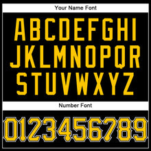 Load image into Gallery viewer, Custom Black White Pinstripe Gold-White Authentic Basketball Jersey