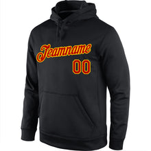 Load image into Gallery viewer, Custom Stitched Black Red-Gold Sports Pullover Sweatshirt Hoodie