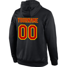 Load image into Gallery viewer, Custom Stitched Black Red-Gold Sports Pullover Sweatshirt Hoodie