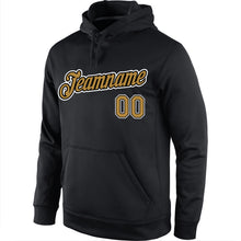 Load image into Gallery viewer, Custom Stitched Black Old Gold-White Sports Pullover Sweatshirt Hoodie