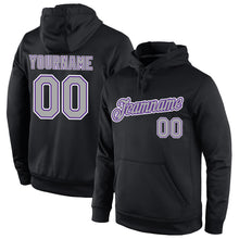Load image into Gallery viewer, Custom Stitched Black Gray-Purple Sports Pullover Sweatshirt Hoodie
