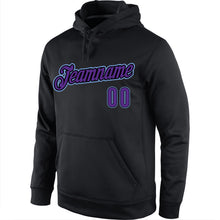 Load image into Gallery viewer, Custom Stitched Black Purple-Light Blue Sports Pullover Sweatshirt Hoodie