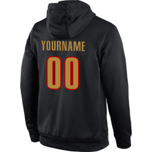 Load image into Gallery viewer, Custom Stitched Black Old Gold-Red Sports Pullover Sweatshirt Hoodie