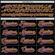Load image into Gallery viewer, Custom Black Purple-Gold Authentic Baseball Jersey