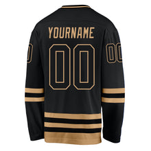 Load image into Gallery viewer, Custom Black Black-Old Gold Hockey Jersey