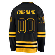Load image into Gallery viewer, Custom Black Black-Gold Hockey Jersey
