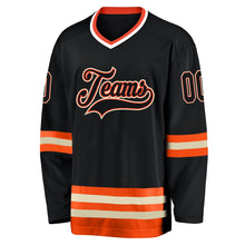 Load image into Gallery viewer, Custom Black Black-Orange Hockey Jersey