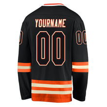 Load image into Gallery viewer, Custom Black Black-Orange Hockey Jersey