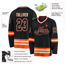 Load image into Gallery viewer, Custom Black Black-Orange Hockey Jersey