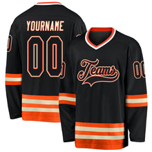 Load image into Gallery viewer, Custom Black Black-Orange Hockey Jersey