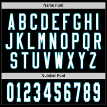 Load image into Gallery viewer, Custom Black White-Teal Hockey Jersey