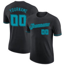 Load image into Gallery viewer, Custom Black Teal-Black Performance T-Shirt