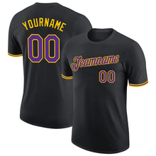 Load image into Gallery viewer, Custom Black Purple-Gold Performance T-Shirt