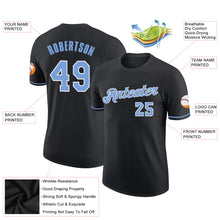 Load image into Gallery viewer, Custom Black Light Blue-White Performance T-Shirt