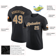 Load image into Gallery viewer, Custom Black Old Gold-White Performance T-Shirt
